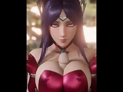 Irelia gets cum on her face and huge tits League of Legends hentai animation